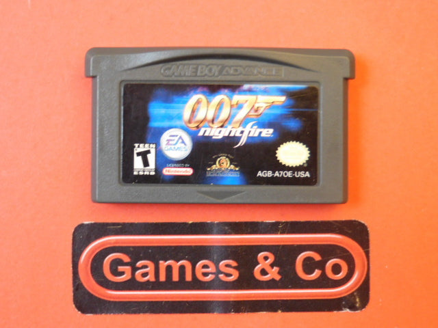007 Nightfire Gameboy Advance cartridge displayed on red background.
