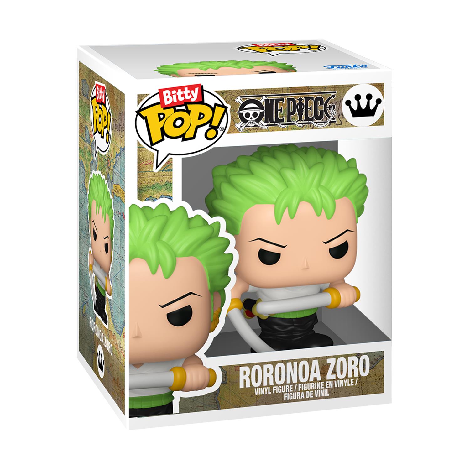 Funko Bitty Pop! 4-Pack: One Piece - Monkey D. Luffy, Roronoa Zoro, Axe-Hand Morgan, Bitty Pop! Chase Vinyl Figures