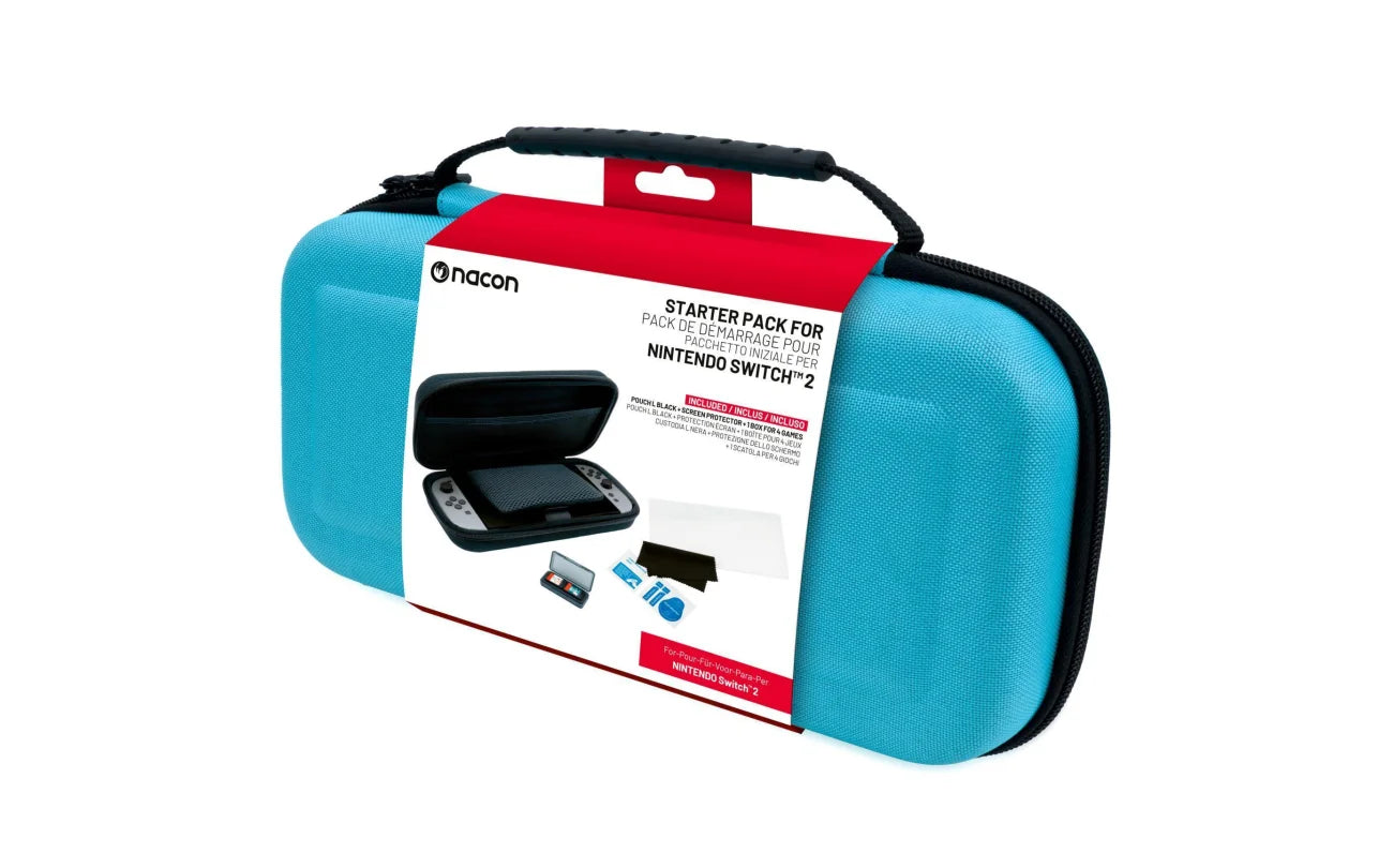 Switch 2 BigBen Pack met blauwe opbergtas en tempered glass