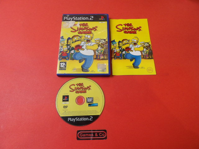 The Simpsons Game Playstation 2 disc with case and manual featuring iconic characters from the game.