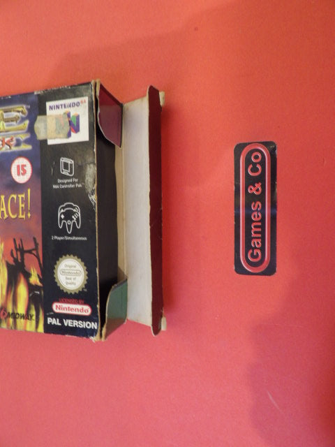 Nintendo 64 game box for Mace The Dark Age, featuring pal version details and the Games & Co logo.