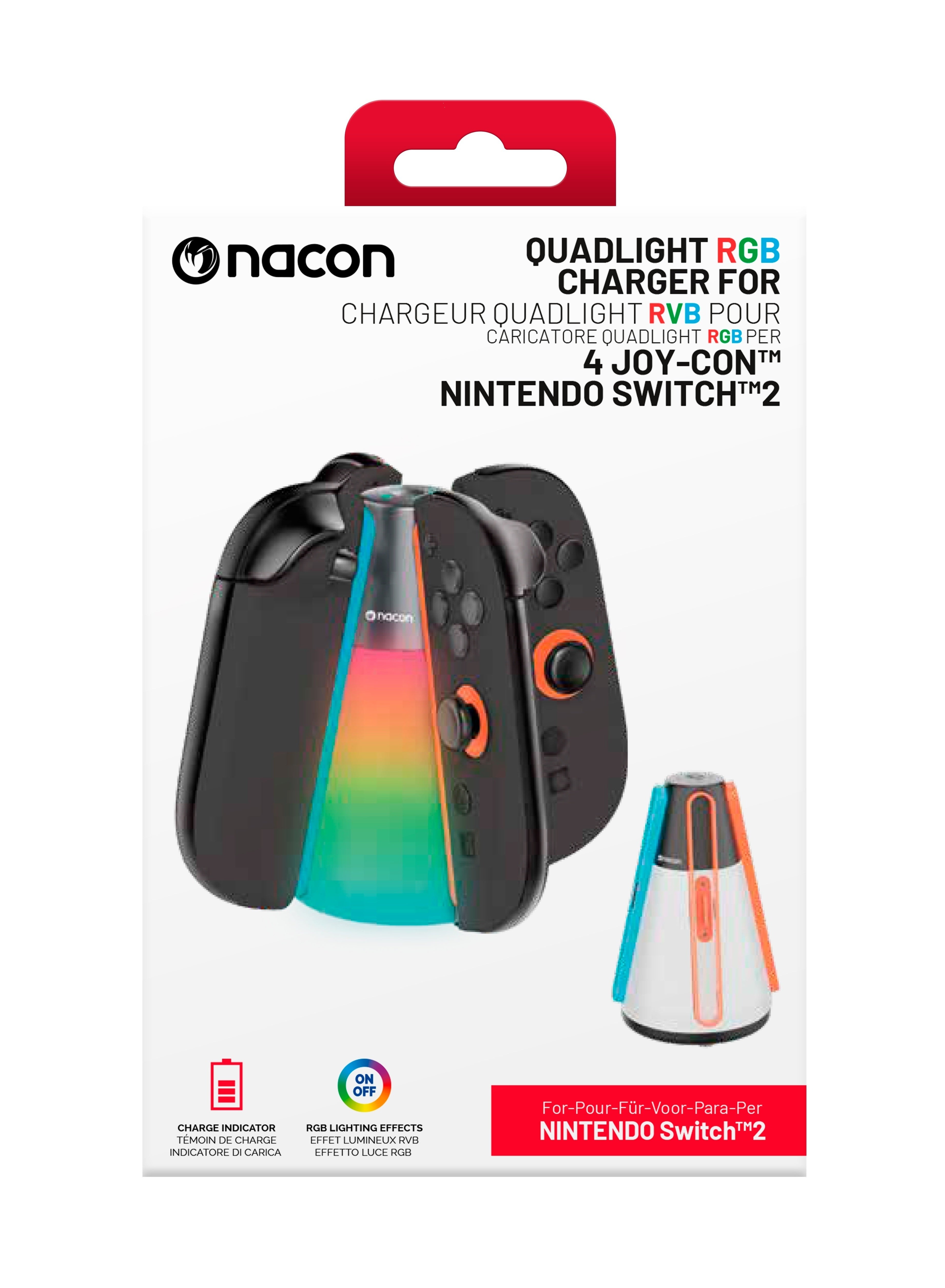 Quadlight RGB-oplader voor 4 Joy-Con Nintendo Switch 2