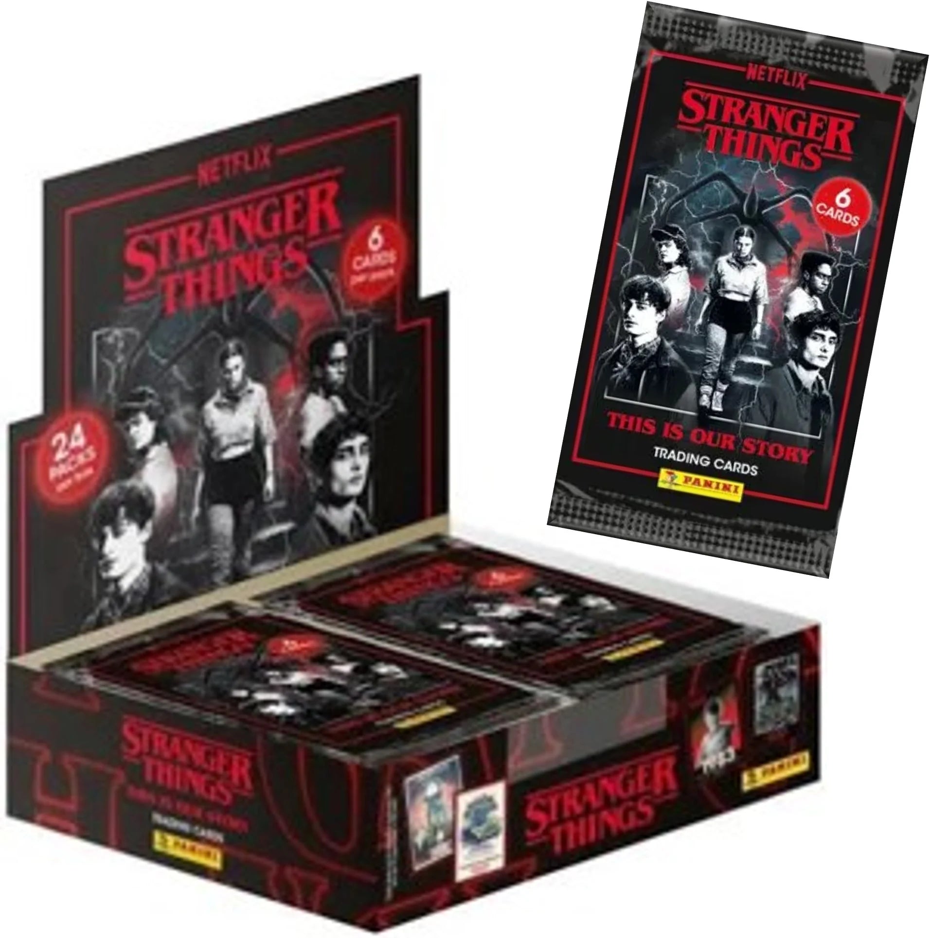 STRANGER THINGS - Panini 6 Trading cards (1 booster pack)