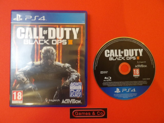 Call of Duty Black Ops III PS4 game with case and disc on display.