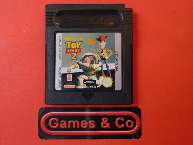 Toy Story 2 Nintendo Gameboy cartridge displayed on red background with Games & Co logo.