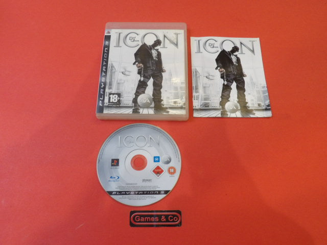 Def Jam Icon Playstation 3 game disc and case on a red background, in excellent condition.