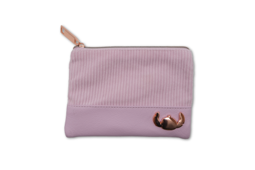 STITCH & ANGEL - Pink Corduroy Fashion Duo Pouch Wallet - '14x10x1cm'