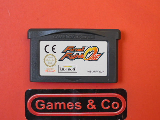 Final Fight One Gameboy Advance cartridge on a red background with a Games & Co logo.