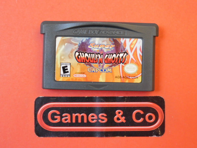 Ghouls'n Ghosts Gameboy Advance cartridge in front of a Games & Co logo.