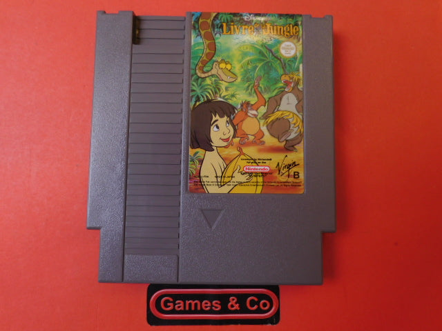 Livre de la Jungle NES game cartridge featuring the colorful cover art.