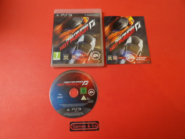 Need for Speed Hot Pursuit PS3 game disc and cover on red background
