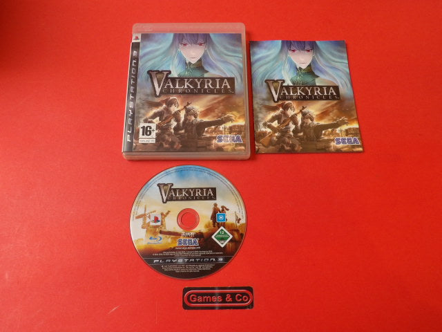 Valkyria Chronicles Playstation 3 disc and case on a red background, showcasing a krashvrij game.