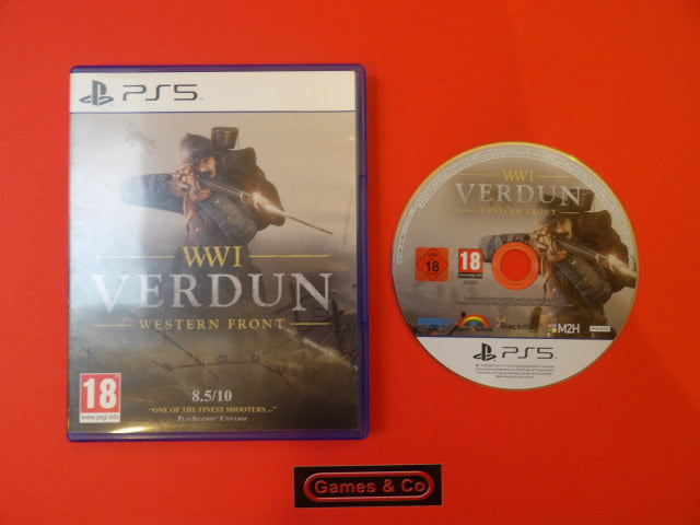 WWI Verdun Western Front PS5 game disc and cover featuring intense gameplay visuals.