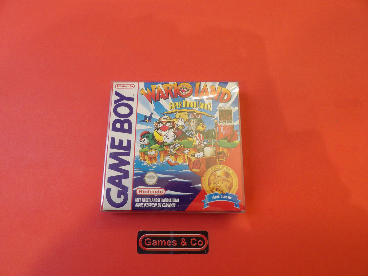 Game Boy Warioland game box cover featuring vibrant artwork and nostalgic design.