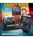 Knight Rider K.I.T.T. commlink replica watch displayed with packaging and promotional background.